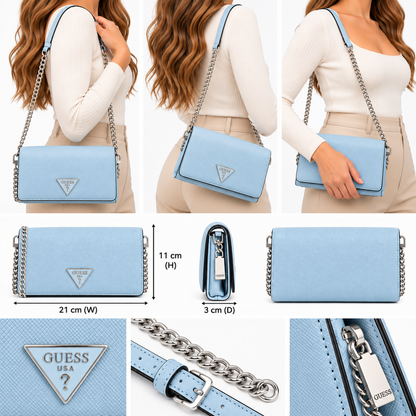 Guess Womens Noelle II Mini Crossbody Bag Misty Blue ZG967275