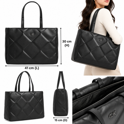 Calvin Klein Re-Lock Quilt Large Tote Bag Black K60K610761