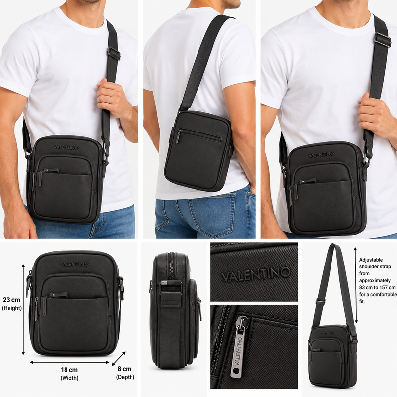Mario Valentino Ivan Men's Crossbody Bag Dark Brown Fango