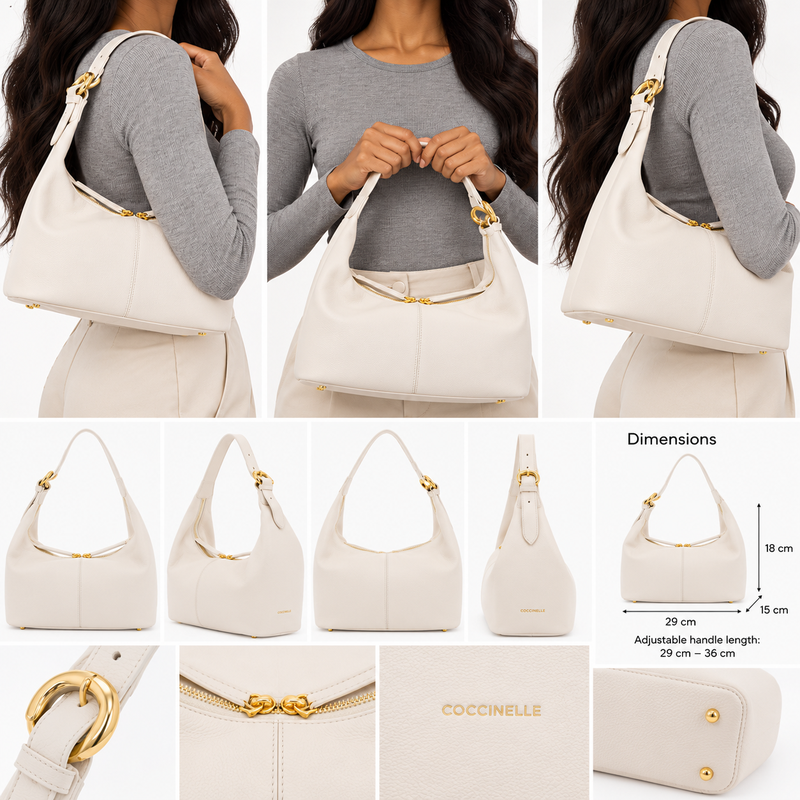 Coccinelle Fernanda Leather Medium Shoulder Bag White