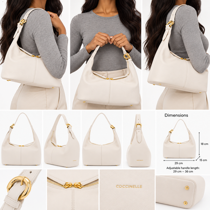 Coccinelle Fernanda Leather Medium Shoulder Bag White