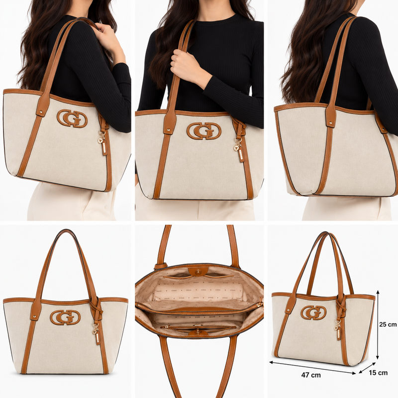 Guess Sebina Shopper Tote Bag Natural/Caramel
