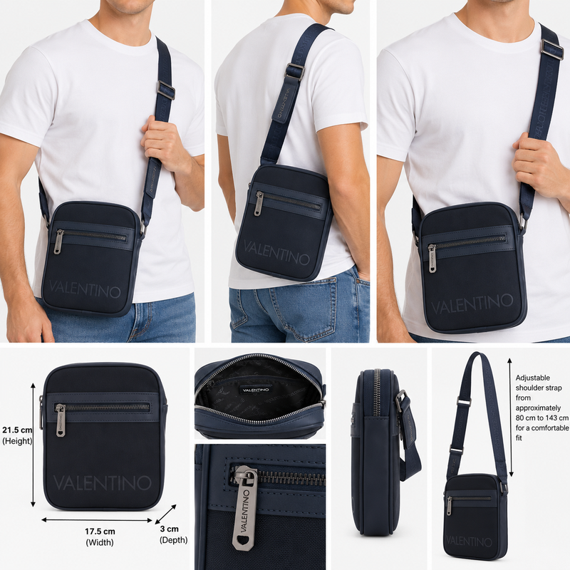 Mario Valentino Mens Oceano Re Crossbody Bag Blue VBS70D06