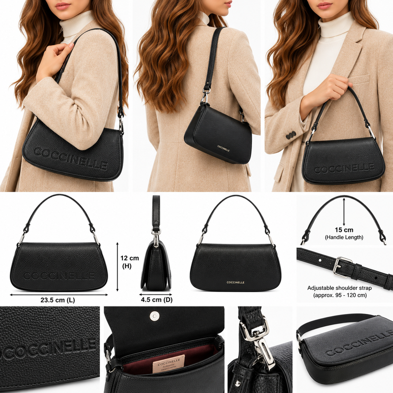 Coccinelle Womens Myrtha Maxi Crossbody/ Shoulder Handbag Black