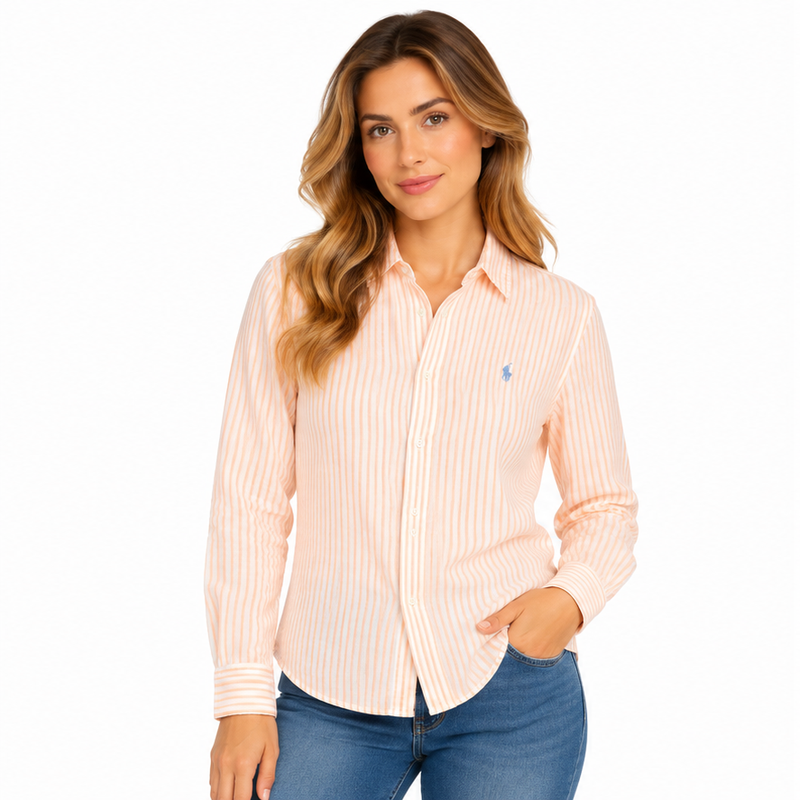 Ralph Lauren Polo Relaxed Fit Shirt White/Spring Melon Women's