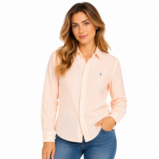 Ralph Lauren Polo Relaxed Fit Shirt White/Spring Melon Women's
