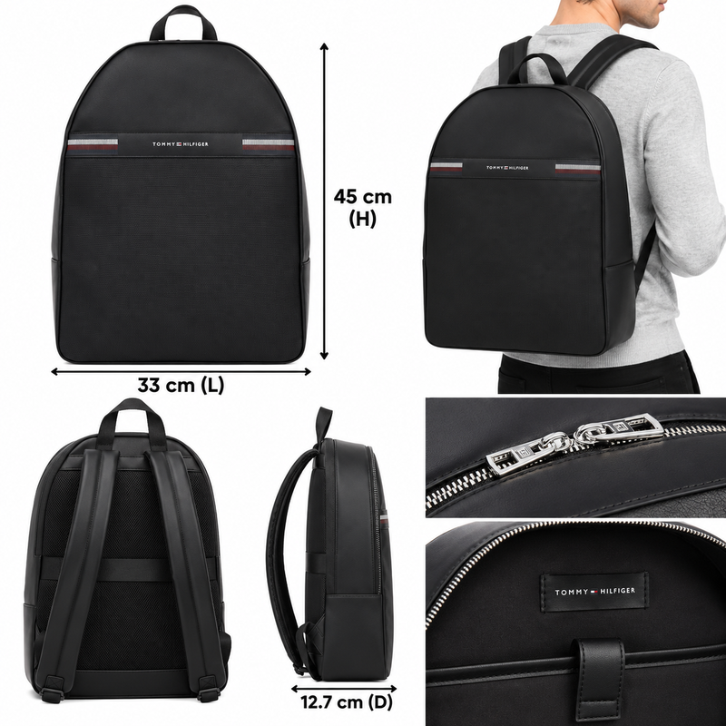 Tommy Hilfiger TH Textured Black Dome Backpack