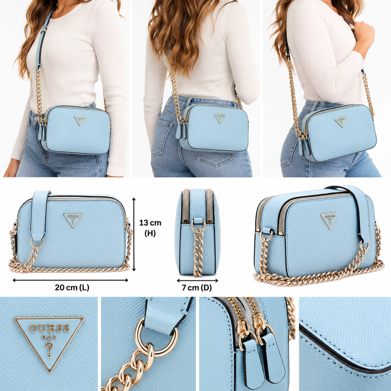 Guess Women's Noelle Crossbody Shoulder Bag Sky Blue ZG787914