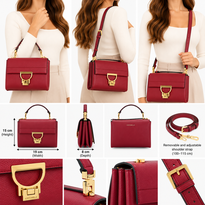 Coccinelle Arlettis Leather Cross Body Bag Sangria (Red)
