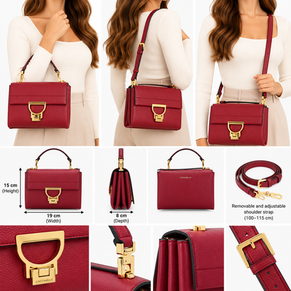 Coccinelle Arlettis Leather Cross Body Bag Sangria (Red)