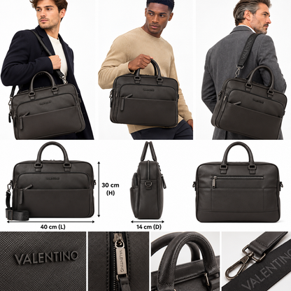 Mario Valentino Men's Office Briefcase/Laptop 13 inch Bag Black