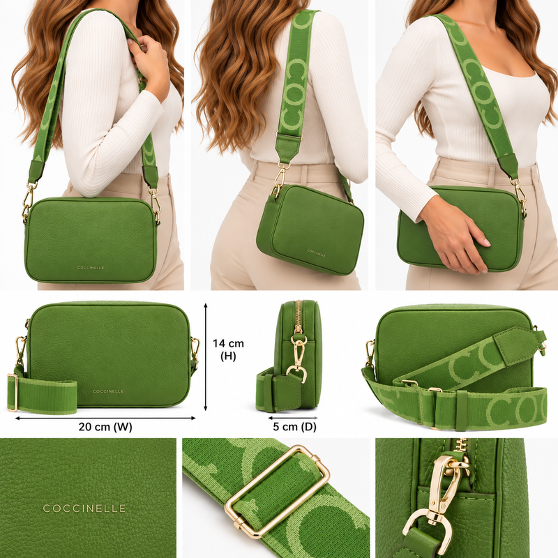 Coccinelle Womens Tebe Crossbody Bag Green E5MN555I101