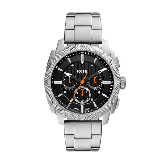 Fossil Mens Black Dial Stainless Steel Silver Bracelet Chronograph Watch FS6095 (Blemished Tin)