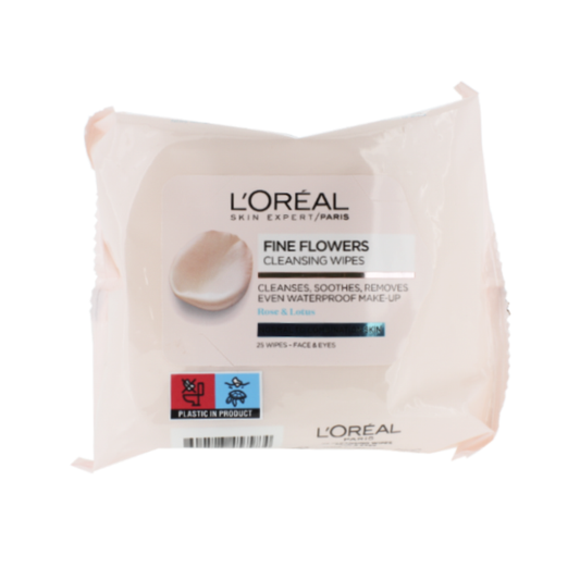 L'Oreal Fine Flowers Cleansing Waterproof Make Up Wipes x 25