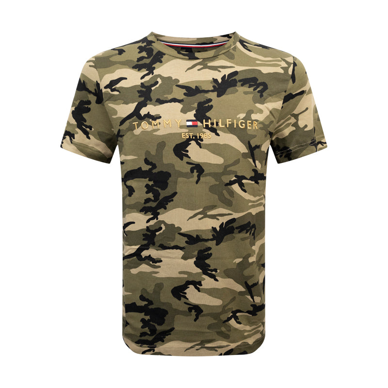 Tommy Hilfiger Men's Logo T-Shirt Olive Camo 