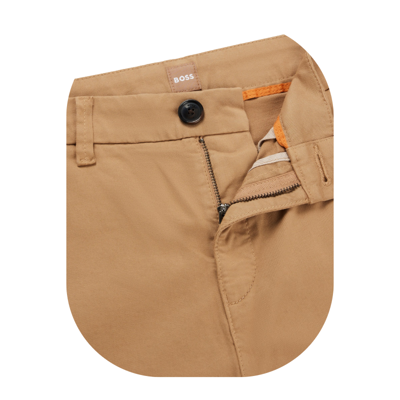 Hugo Boss Women's Trousers Tachini Regular Fit Stretch Cotton Satin Beige