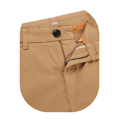 Hugo Boss Women's Trousers Tachini Regular Fit Stretch Cotton Satin Beige