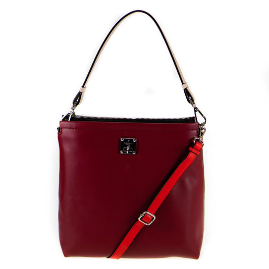 Fiorelli Beaumont Ruby Red Mix Faux Leather Satchel Crossbody Bag 