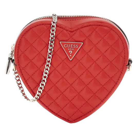 Guess Raine Quilted Mini Red Heart Hand Bag 