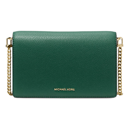 Michael Kors Jet Set Medium Pebbled Leather Crossbody Bag Dark Green