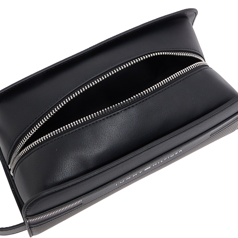 Tommy Hilfiger Men's Textured Black Toiletry Washbag