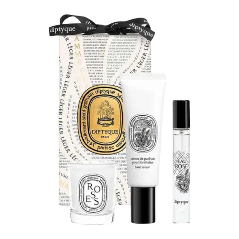 Diptyque Eau Rose Gift Set Candle 35g Eau De Toillette 7.5ml Hand Cream 45ml