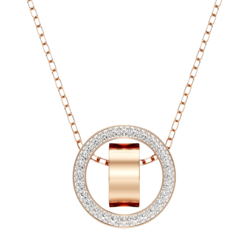 Swarovski Hollow Collection Rose Gold Circular Pendant Necklace