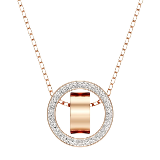 Swarovski Hollow Collection Rose Gold Circular Pendant Necklace