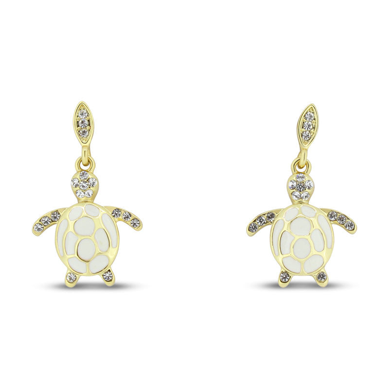 Khloelle Gold and White Turtle Earrings LC0070807