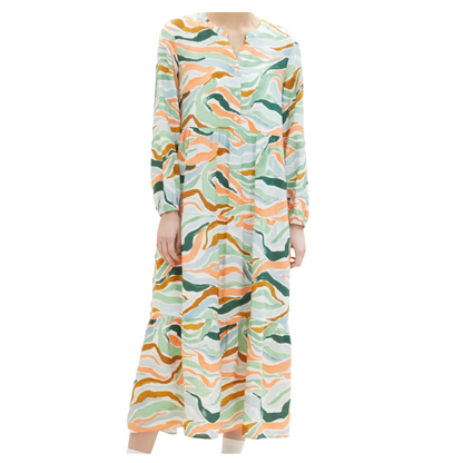 Tom Tailor Women's Colourful Wavy Design Maxi Dress 