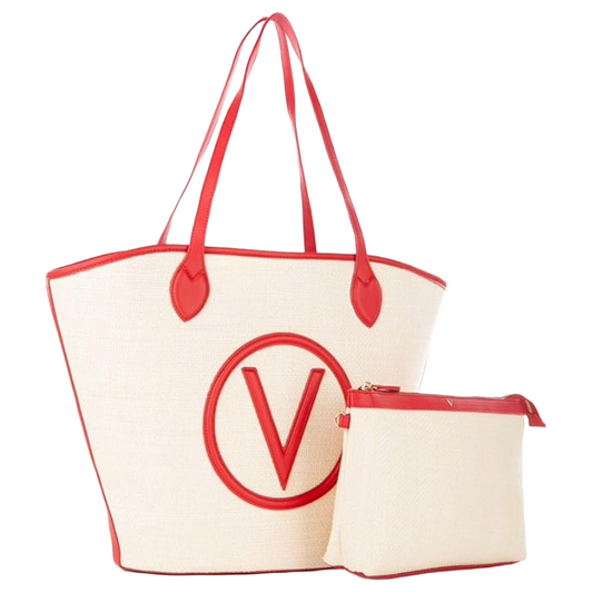 Valentino Women's Covent Red Shopping Bag NATUR/ROSS VB7QO01