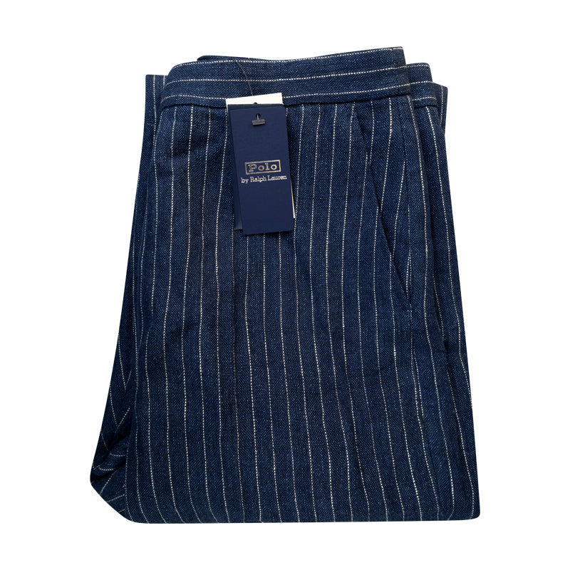 Ralph Lauren Polo Pinstripe Straight Leg Trousers Navy