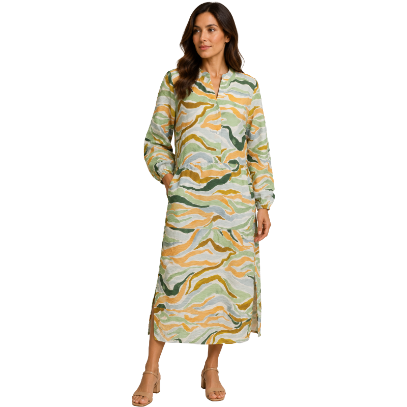 Tom Tailor Women's Colourful Wavy Design Maxi Dress 