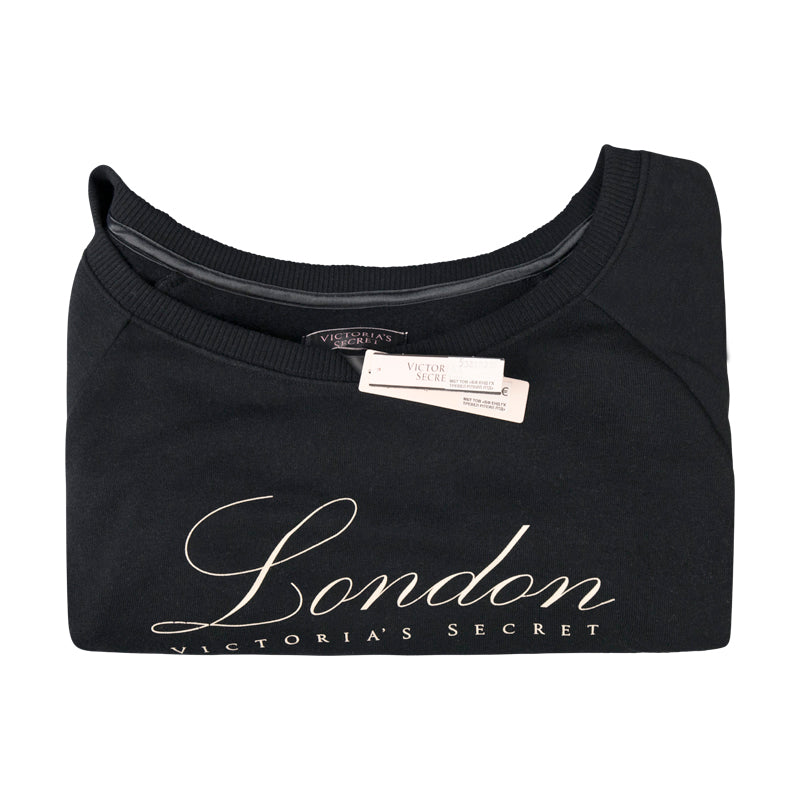 Victoria's Secret Off Shoulder 'London' Black Sweatshirt Women's