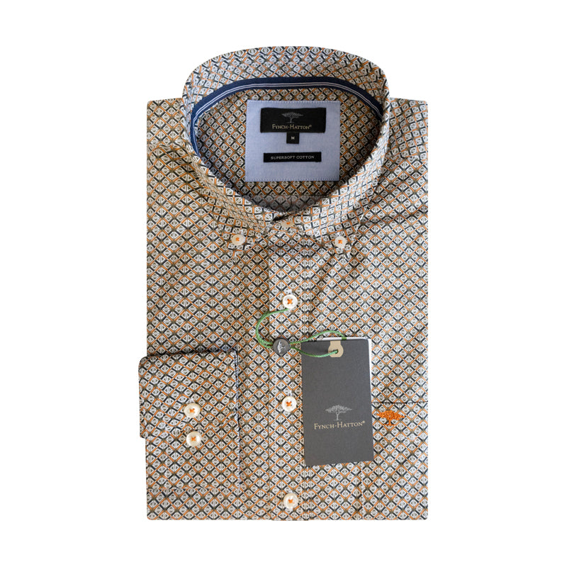 Fynch-Hatton Men's Supersoft Cotton Long Sleeve Shirt Deep Forest 