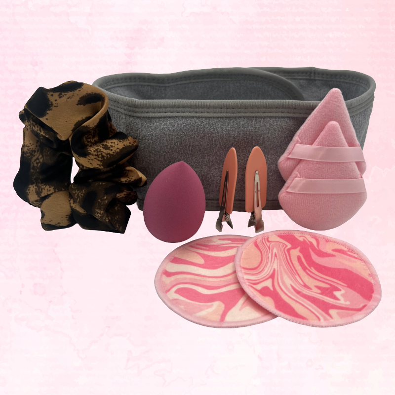 Makeup Accessories Set Sponge, Puffs, Hair Clips & Headband