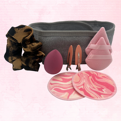 Makeup Accessories Set Sponge, Puffs, Hair Clips & Headband