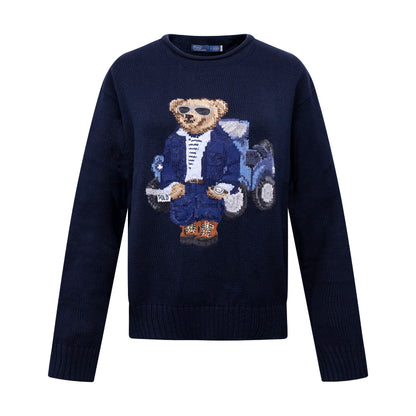 Ralph Lauren Polo Bear Cotton Jumper Navy Women's