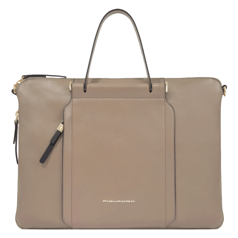 Piquadro Leather Laptop Bag 15.6 inch Office Circle Beige CA4021W92