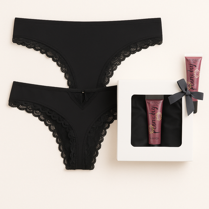 Victoria's Secret Very Sexy Thong Small Black Set of 2 & Lipgloss