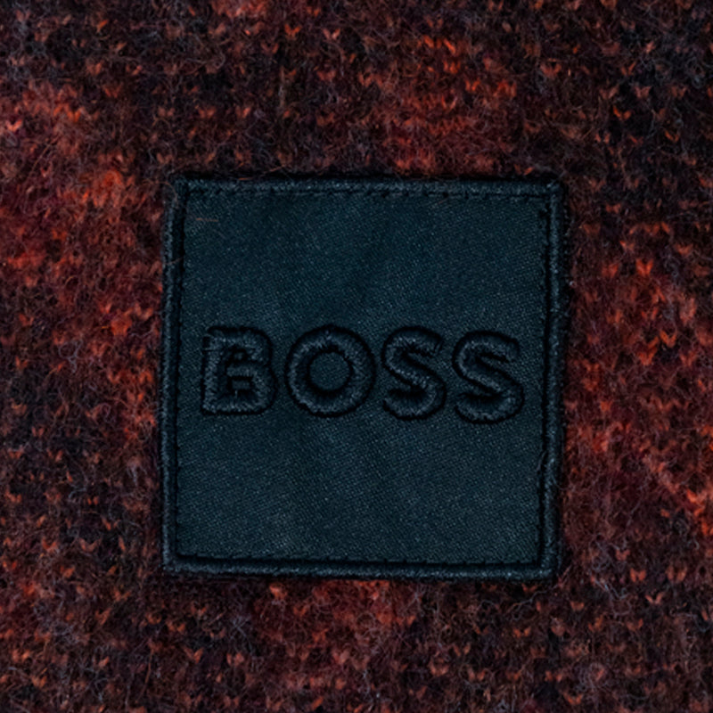 Hugo Boss Men's Scarf Red & Black Jacquard Print - Wool Mix - One Size