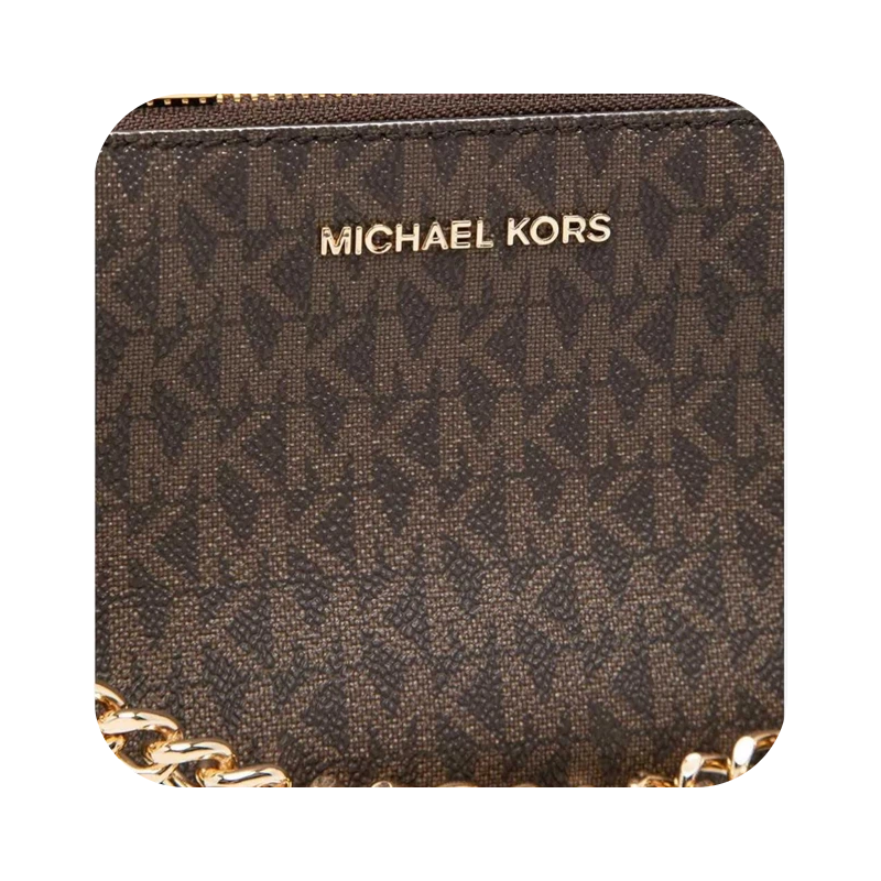 Michael Kors Jet Set Medium Chain Pouchette Leather Bag Brown