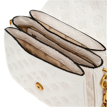 Guess Izzy Peony Stone White Logo Crossbody Bag