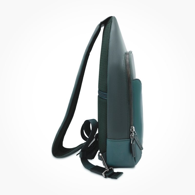 Piquadro Men's Square Leather Backpack/Crossbody Green