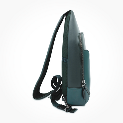 Piquadro Men's Square Leather Backpack/Crossbody Green