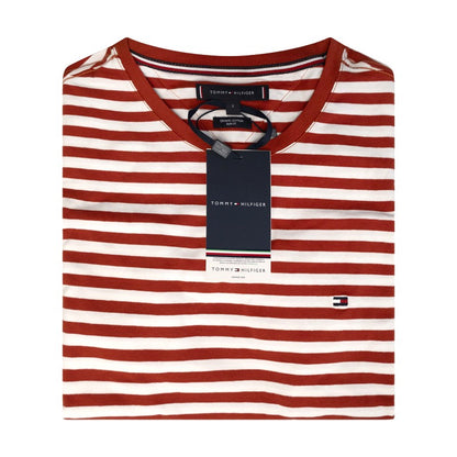Tommy Hilfiger Men's Striped T-Shirt Cinnabar Red & WhiteTommy Hilfiger Men's Striped T-Shirt Cinnabar Red & White