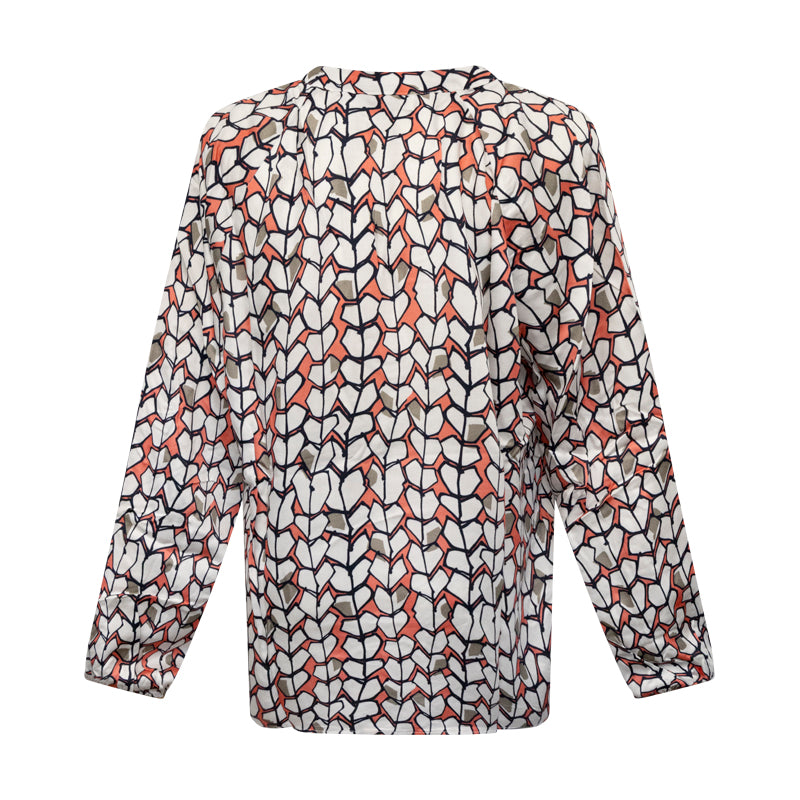 Fynch-Hatton Women's Blouse Coral Multi Colour Pattern