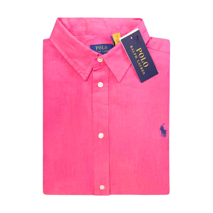 Ralph Lauren Women's Polo Relaxed Fit Linen Shirt Pink