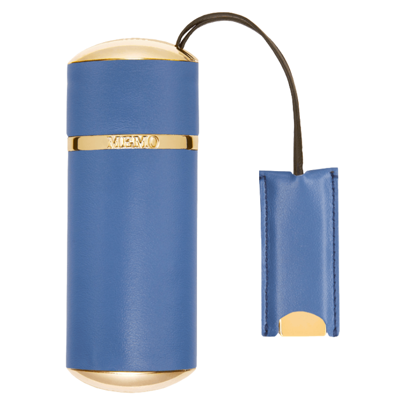 Memo Paris Leather Covered Travel Case For Perfume Waterfall Blue