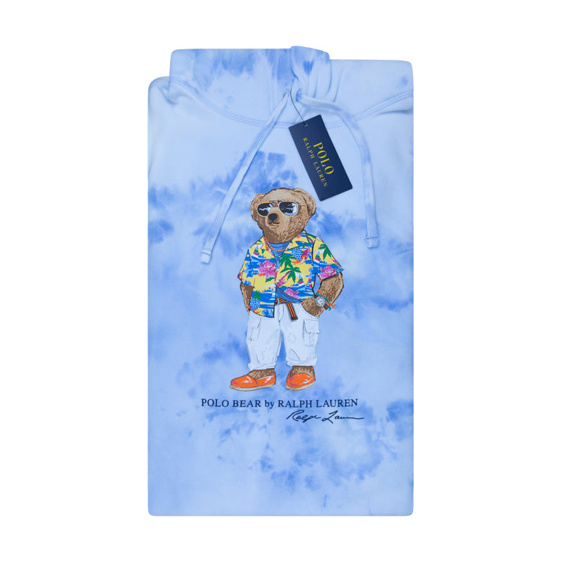 Ralph Lauren Tie-Dye-Print Polo Bear Fleece Hoodie Blue Men's